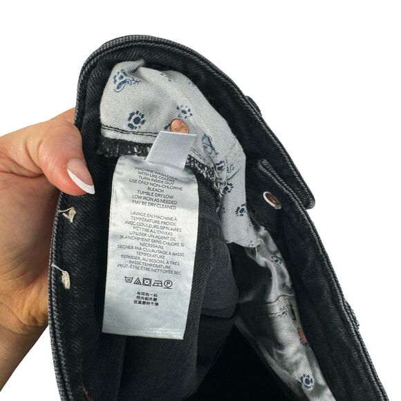 Pilcro Anthropologie Black Distressed Vintage Straight Jeans Boho Womens Size 28 - Picture 8 of 9